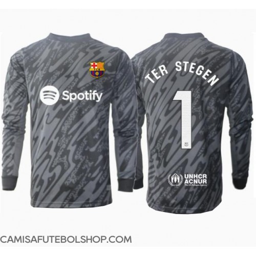 Camisa de time de futebol Barcelona Ter Stegen #1 Goleiro Replicas 3º Equipamento 2024-25 Manga Comprida